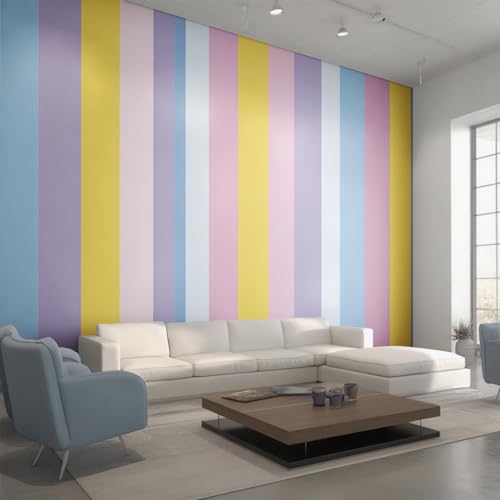 Papier peint rayures verticales colorées pour dynamiser le salon moderne - 5