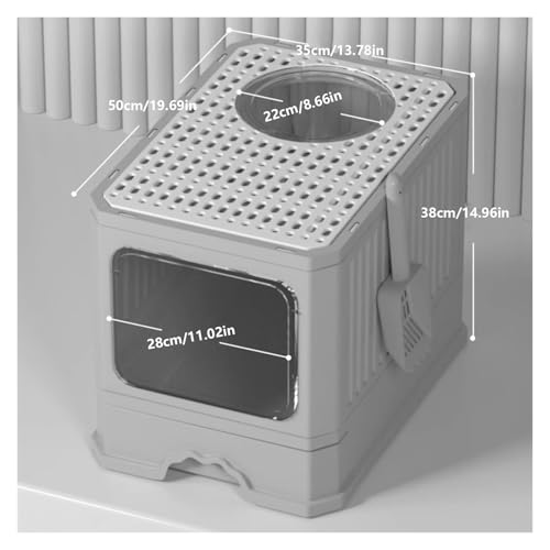Arenero para gatos plegable con tapa y pala color naranja miniatura 2