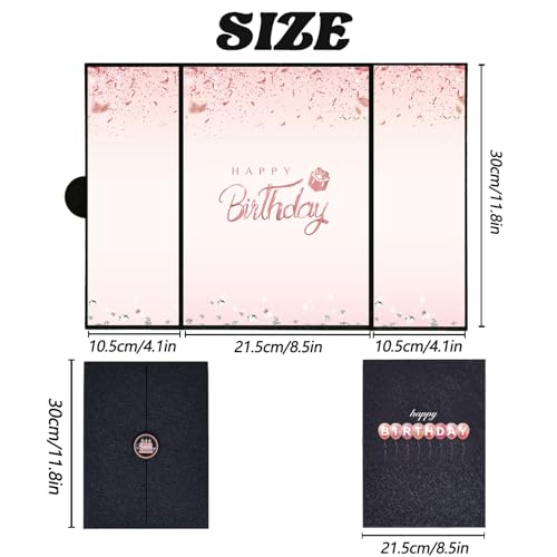 Image of Crenics Black and Pink Happy Birthday Decorations for Women, Creative Birthday Guest Signature Book Alternative 18 inch x 12 inch, Awesome Birthday Gifts for Girls