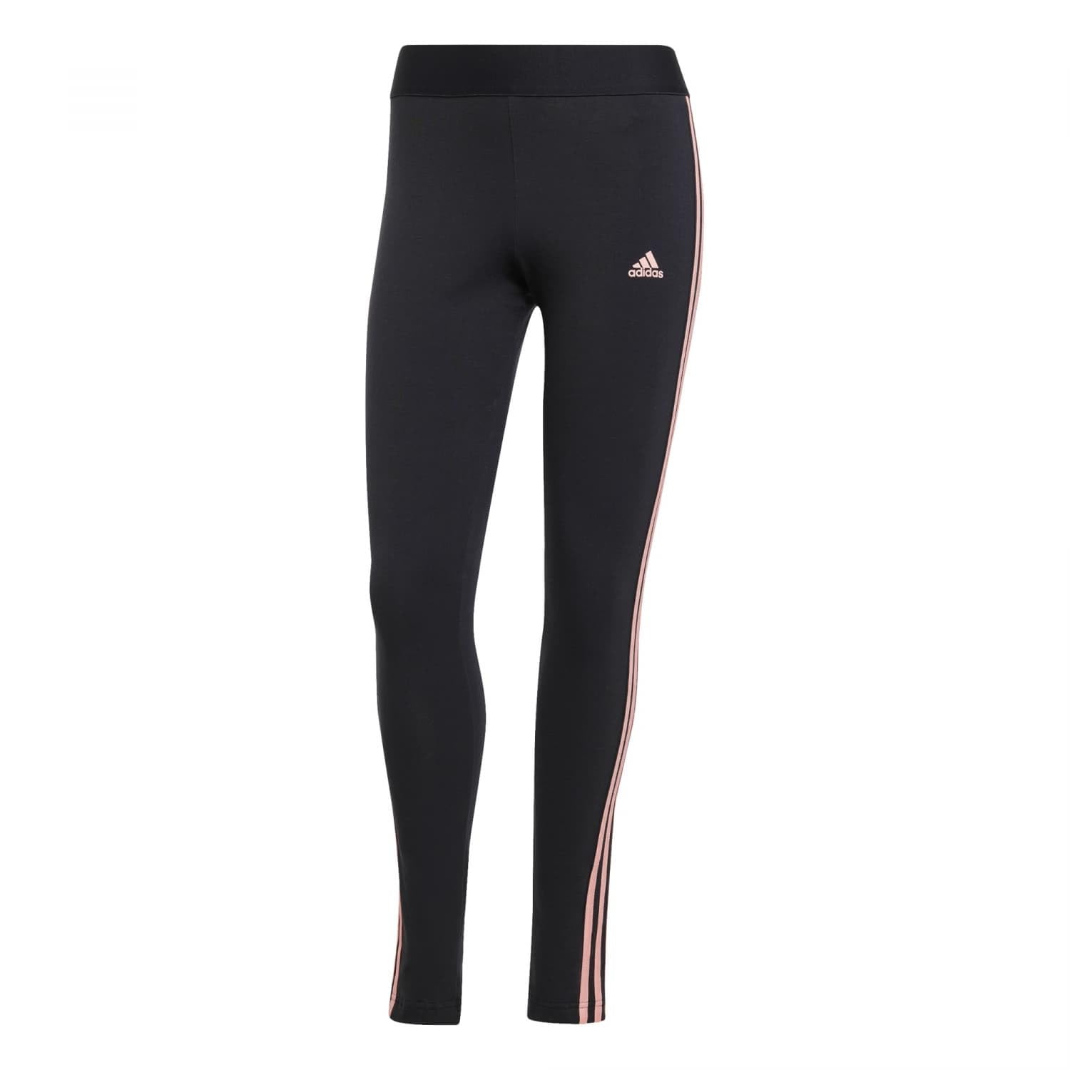 adidas Women's 3 Stripes Leggings , BLACK/semi pink spark, XXS
