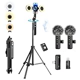 Photo Gallery yayusi youtube kit per vlogging, podcast kit per iphone/android, include treppiede per smartphone con rilevamento automatico del viso, microfono, luce di riempimento, telecomando Photo Gallery yayusi youtube kit per vlogging, podcast kit per iphone/android, include treppiede per smartphone con rilevamento automatico del viso, microfono, luce di riempimento, telecomando