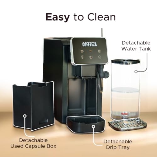 Image of COFFEEZA Lattisso Pro One-Touch Coffee Machine with 5 Coffee Capsule Variety Pack | Cappuccino, Latte, Espresso & Lungo | 19-Bar, Milk Frother, Auto Clean, Original Line Compatible