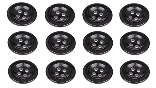 Pack of 12 Black Sew on 18mm Buttons for Braces Trousers Shirts 28L