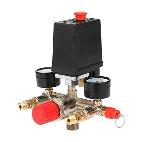 Mdurian Heavy Duty 90-120PSI Air Compressor Pressure Switch Control Valve Regulator Iron Gauge Cover