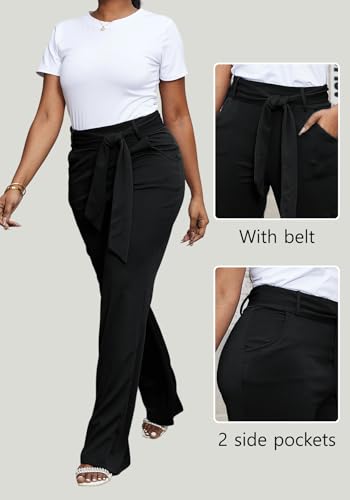 LKOUS Women's Dress Pants Stretchy High Waisted Wide Leg Pants Business Work Pants for Office4