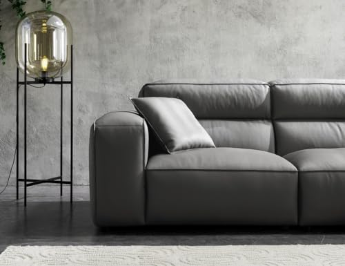 Image of Fabrique Georgia Leatherette 4 Seater Sturdy Look Sofa Set with Puffy | Premium Luxuries & Comfortable Furniture Perfect for Home Guests Office & Living Room | with Moveable Headrest | Cement Grey3