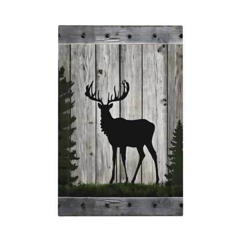 Decorative Light Switch Cover Plate Rustic Deer Elk Forest Grey Wood Board 1 Gang No Device Single Blank Outlet Covers Wall Plate Cover Switchplate Electrical Faceplate