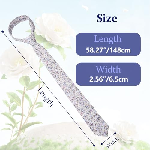 Image of Floral Ties Skinny Tie for Men, Cotton Mens Neckties for Weddings | 2.56'', floral, slim, soft and comfortable, men's neckties for casual, business, party, daily, dating