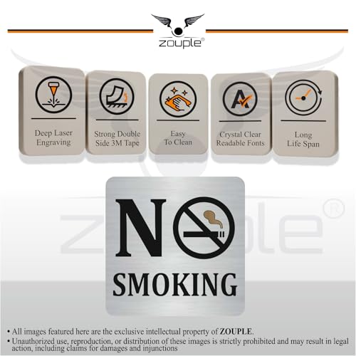 Image of NO SMOKING Sign, 6x6 Inch, Durable Steel, Self-Adhesive