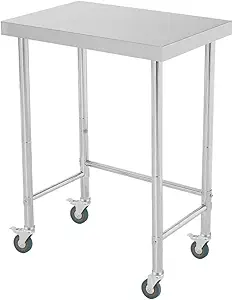 Stainless Steel Table 18x28 Inch with Wheels, Stainless Steel Kitchen Prep Table, Commercial Utility Work Table