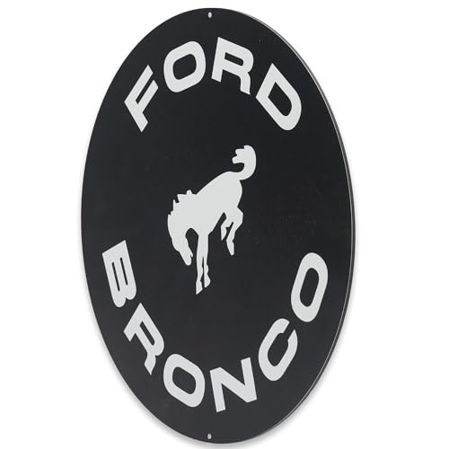 Image of Ford Bronco Round Metal Sign - Vintage Bronco Sign for Garage, Shop or Man Cave