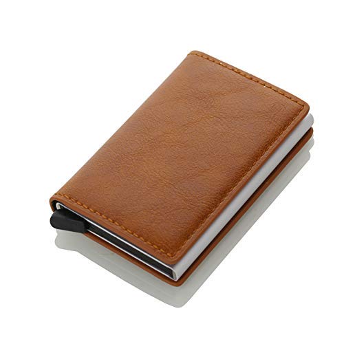 AEMA Carrken Anti theft Men and Women Debit, Credit Card Holder PU Leather RFID Bank cards Cases Pocket FL20 (Brown)-image-21