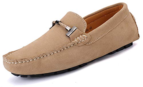 Go Tour New Mens Casual Loafers Moccasins Slip On Driving Shoes Beige 10.5/45