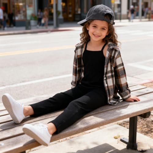 Image of Toddler Girl Clothes Plaid Long Sleeve Button Down Shirt Corduroy Overall Jumpsuit Girls Fall Winter Outfit Set
