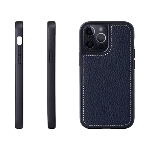 iPhone13 Pro ケース 本革 シュリンクカーフレザー 耐衝撃 ハンドメイド ギフト おしゃれ シンプル 大人可愛い メンズ レディース スマホケース 紺 ブルーインディゴ SPG-13Pro-BlueIndigo