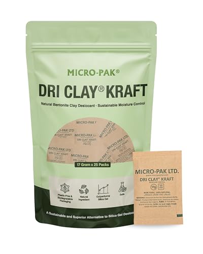Micro-Pak Dri Clay Kraft, Moisture Absorption Desiccant Packs,17gx25pcs