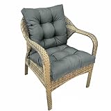 Eoieov Outdoor Chair Cushions All Weather Replacement Patio Seat Pads Waterproof Outdoor Patio Furniture Cushions with Back and Ties for Wicker Chairs,41.7 * 20.8' Dark Grey