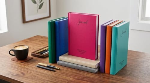 Image of Unruled Premium Hardcover Journal Notebook | Weekly Summary, To-Do Lists & Goal Planner | Undated Productivity Journal | A5 Size, Smooth Writing Pages | 100gsm Thick Paper, 80 Sheets /160 Pages Per Book | Elegant Notebook for Work, Study & Personal Planning (PINK, Unruled)