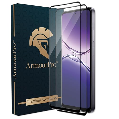 Image of ArmourPro Military Grade Gorilla Tempered Glass Compatible For Oppo K13X (6.67 Inch) With Easy Installation Kit for Smartphone| Edge To Edge Coverage | Black, Pack of 2