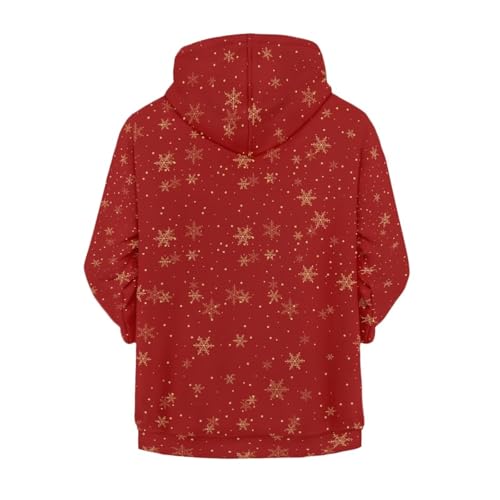 Kids Red Zip Up Hoodie Hoodies For Boys 6-16 Years Old Trendy Christmas Sweatshirt With Kangaroo Pocket2