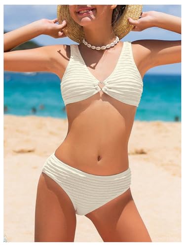 Image of SOLY HUX Girl's V Neck Ring Linked Bikini Sets Bathing Suits Two Piece Swimsuit