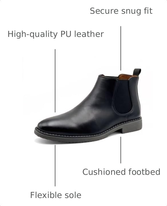 Image of Finishing & Sewing Men's Chelsea Boots, Smart Casual Slip On Ankle Boots