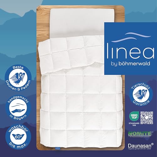 LINEA by böhmerwald - Comfort - kuschlige Daunendecke normal, 220x240, 90% Neue Flauschige Daunen / 10% Federn Klasse 1, Allergiker geeignet, waschbar bis 60 °C, in Deutschland produziert