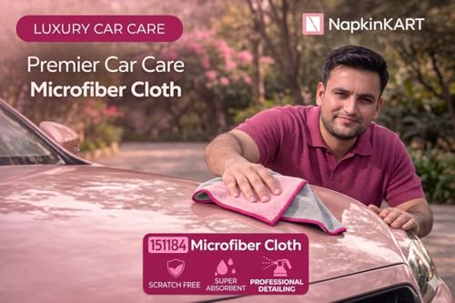 Image of Towel for Car Cleaning 400 GSM (Pack of 1 /Pink)- Micro Fiber Cleaning Towel, Cloth for Dusting Washing & Mirror Glass Cleaning, Microfibre Cloth for Drying & for Car Detailing