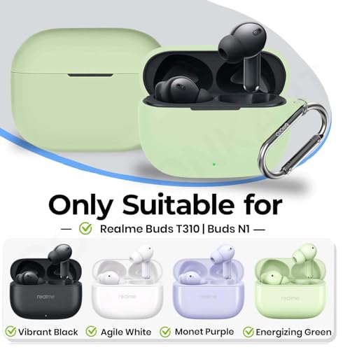 Image of Soft Silicone Case Cover for Realme Buds T310 | Buds N1 -Energizing Green