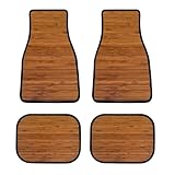JOJOART Wood Grain Car Floor Mats Carpet 4 Piece All Weather Board Texture Automotive Mats Rubber Anti-Skid Floor Mats Car Decor Accessories Fit for Van Truck Cars