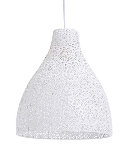 LUSSIOL Luminaire Zephir,suspension métal, 40 W, blanc, ø 28 x H 32 cm