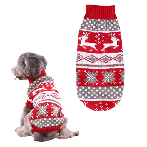 One Piece Cute Pet Knitted Pullover Warm Dog Christmas Jumper Soft Classic Christmas Pet Dog Sweater Dog Snowflake Reindeer Sweater for Small Medium Dogs