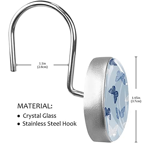 Crochets rideau de douche acier inoxydable papillons bleus de luxe - 4