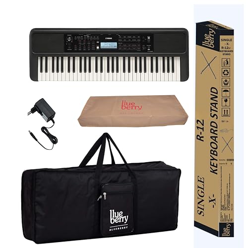 Image of Yamaha PSR-E383 Digital Electronic Keybaord 61 Keys with Blueberry KB-50 Bag, R-12-Stand,Dust Cover
