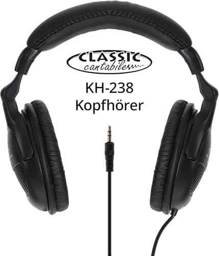 Classic Cantabile KH-238 Kopfhörer (20-20000 Hz, 4m Kabel, Lautstärkeregelung, 12-Fach verstellbar, vergoldete Klinkenstecker, Schwarz)