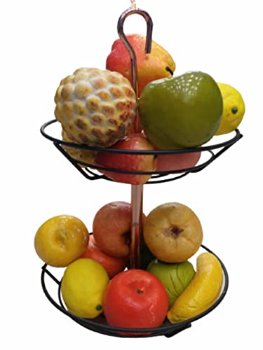 Fruteira Dois Andares Aramado Black Mate