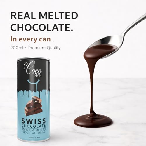 Image of CocoHigh Swiss Chocolate Drink 600ml (3 x 200ml) | Luxury Chocolate Milkshake | Ready to Drink Chocolate Milk Beverage Made with Real Swiss Cocoa | No Added Preservatives