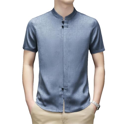 Chemisier jacquard soie glacée homme haut de gamme à col montant