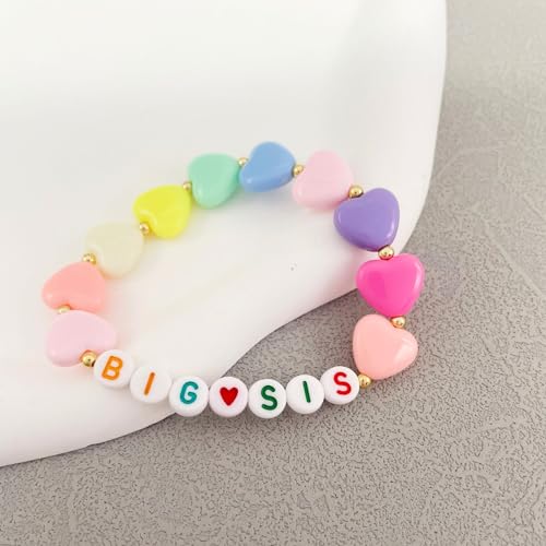 Image of Fuqimanman2020 Big Sister Bracelet Colorful Little Sister Bracelet Letter Beads Bracelet for Sister Jewelry Gift