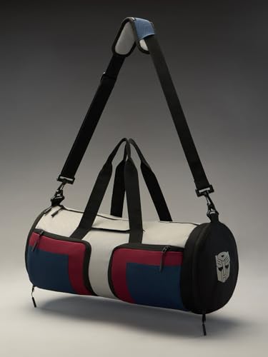 Image of The Souled Store Optimus Prime: Collapsible Duffle Bag Duffle Bags | 25L Heavy-Duty Gym & Sports Bag for Men & Women | Foldable Travel Carry-On with Shaker Holder & Shoe Compartment - Blue & Red