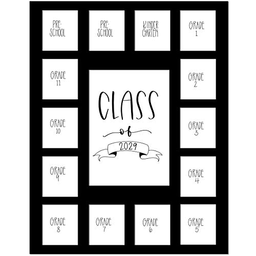 Image of Rustic Red Door Black Class of 2029 School Years Picture Mat (11' x 14') - 15 Photo Collage Frame Mat for School Pictures - No Frame Included
