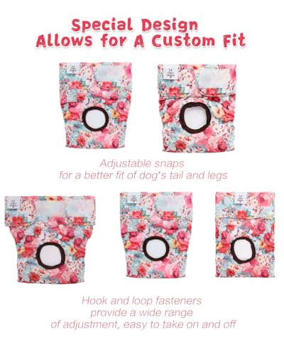 Image of CuteBone Washable Female Dog Diapers 4 Pack Reusable Doggie Heat Diapers for Period FMG03XL