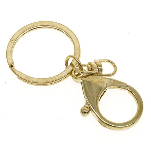 Cooplay planas 10 golden Plata Tono De Círculo de clips de fijación curva con llavero con Connect Turn Key Ring para bolso bolsa para coche Llaves De Casa, Golden