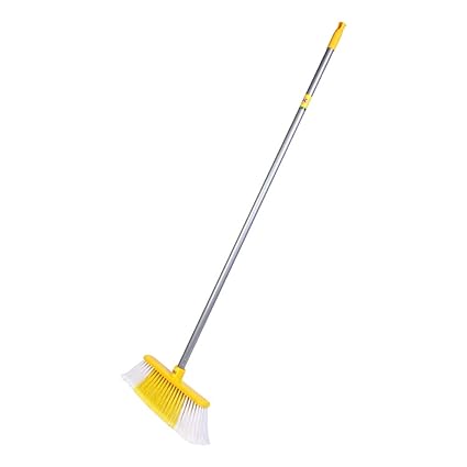 HIC Floor Broom/Brush with with soft & long bristels with plastic coated long sturdy rust proof rod for all kind of floors Cleaning Brush Home Washing Comfort Grip Soft Bristles Heavy Duty Deep Scrub for Tile, Bathroom, Kitchen (Standard Size Multicolored) YI 728 Pack of 3