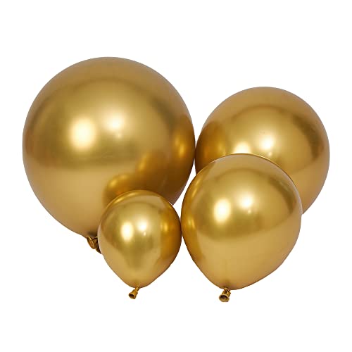 Image of 100pcs Metallic Gold Balloons Different Sizes 18 inch +12 inch +10 inch +5 inch Chrome Gold Balloon Gold Latex Balloons for Halloween Christmas Thanksgiving Birthday Party Graduation Baby Shower
