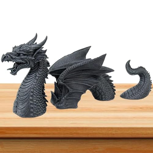 Estatuas góticas del jardín del dragón - Estatua de dragón gótico de dragón de secciones | Resina Evil Dragon Crafts Decoración de jardín Adornos