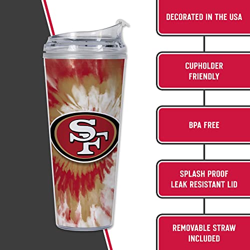 Image of Rico Industries NFL Football Glitter 24oz Acrylic Glitter Tumbler with Hinged Lid, Officially Licensed Double Wall Tumbler with Straw