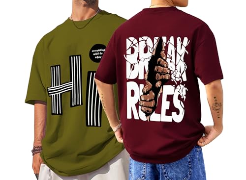 Image of AUSK Oversized T-Shirts || Printed Loose Fit Half Sleeve Tshirt for Mens