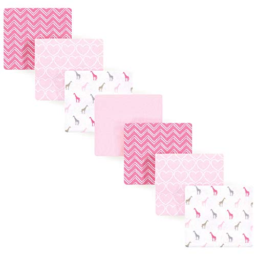 Image of Luvable Friends Unisex Baby Cotton Flannel Receiving Blankets, Giraffe 7-Pack, One Size