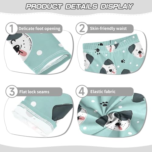 Cartoon Dog Paw Dots Girls Leggings Ultra Soft Compression Yoga Gym Pants for Kids 4-10T3